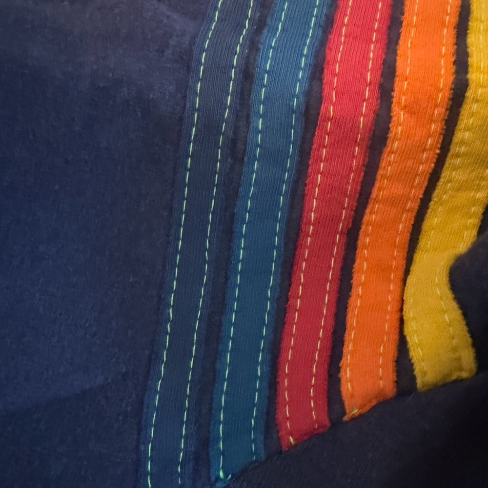 Rare Fleeced Lined Aviator Nation Navy 5 Stripe Hoodie - Picture 6 of 8